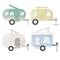 Vans and trailers vehicles set of travel caravans for camper.