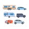 Vans, vehicle trailer, camping, family traveling by car, mobile homes.