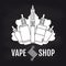 Vape shop emblem design on blackboard