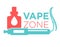 Vape zone start vaping logo isolated on white. Vape e-cigarette