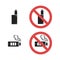 Vaping device not allowed forbidding sign. Vector icon illustration isolated on white