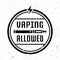 Vaping and electronic cigarettes vector monochrome round emblem, label, badge or logo in vintage style on background