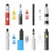 Vaping flat icons. Vaporizer cigarette electronic smoke signs