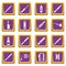 Vaping icons set purple