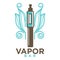 Vapor bar logo design isolated on white. Vape e-cigarette emblem