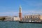 Vaporetto water bus going in front of Piazza San Marco in Venice, Italy