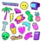 Vaporwave Fashion Funky Elements with Heart, Icecream and Planet for Stickers, Badges