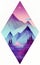 Vaporwave synthwave cyberpunk landscape pollygon minimal mountain travel logo background trees sunset landscape neon