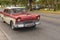 VARADERO, CUBA - JANUARY 05, 2018: Classic red Ford retro car ri