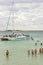 VARADERO, CUBA - JANUARY 06, 2018: People in cold water leave th