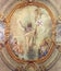 VARALLO, ITALY - JULY 17, 2022: The baroque ceiling fresco of Resurrection of Jesus in the church Collegiata di San Gaudenzio