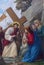 VARALLO, ITALY - JULY 17, 2022: The painting Veronica wipes the face of Jesus (part ot Via Crucis)