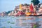 Varanasi ghats from Ganges river, India