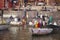 Varanasi, India- the Ganges River bank. Ritual bathing in the River Ganges.Editorial