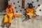 Varanasi, India: Indian Brahman on the banks of the Ganges River, editorial