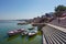 Varanasi, INDIA - MAY 29, 2017: Embankment in the city of Varanasi and the sacred river Ganga