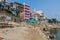 VARANASI, INDIA - OCTOBER 25, 2016: View of Lal Ghat riverfront steps of sacred river Ganges in Varanasi, Ind