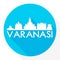 Varanasi, Uttar Pradesh, India Flat Icon. Skyline Silhouette Design. City Vector Art Famous Buildings.