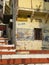 Varanasi, Uttar Pradesh, India - November 3, 2009 Orange and white colorful steps at Mir Ghat