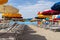 Varazze beach and its colored sun umbrellas