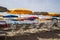 Varazze beach and its typical sun umbrellas