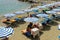 VARAZZE, ITALY- AUGUST 5, 2019: Beautiful beach view on coast of Liguria and Ligurian sea