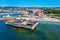 Varberg, Sweden, July 12, 2022: Aerial view of Swedish town Varb