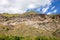 Vardzia cave monastery complex in Georgia, landscape, mountain slope with caves, tunnels and dwellings carved in the rock