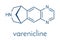 Varenicline smoking cessation drug molecule. Skeletal formula.