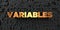 Variables - Gold text on black background - 3D rendered royalty free stock picture