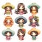 Variations Of Hats: A Collection Of Artgerm, Kawaii Charm, And Folkloric Themes