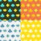 Varicolored set of seamless patterns with suits of cards