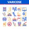 Varicose Veins Disease Collection Icons Set Vector