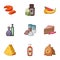 Varied food icons set, cartoon style