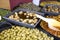 Varieties of many olives on a market in Valencia.