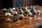 a variety of antique brass door knobs displayed on table