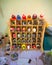 variety of arcyclic color bottle paint on the shelf. Custom Hotwheels studio