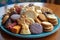 variety of biscuit shapes and flavors on a plate