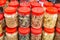 Variety Chinese New Year cookies in jars