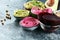 A variety of colored hummus, beetroot hummus, hummus with avocado on background. Veggie Clean eating, dieting, vegetarian party