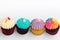 Variety colorful cute cupcake on white background