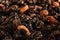 Variety of dried raisins superfood - macro close-up shot selective focus