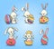 Variety of easter rabbits set