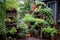 variety of edible plants growing in stacked containers