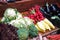 Variety of Fresh Local Raw Vegetables in The Basket on The Stall Ready for Sell in the Weekend Open Market