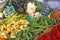 Variety of fresh organic vegetables on farmer market
