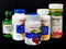 Variety of Healthy dietary supplements on a black backdrop