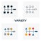 Variety icon set. Four elements in diferent styles from big data icons collection. Creative variety icons filled, outline, colored