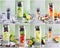 Variety of infused water collage