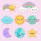 variety of kawaii stickers set